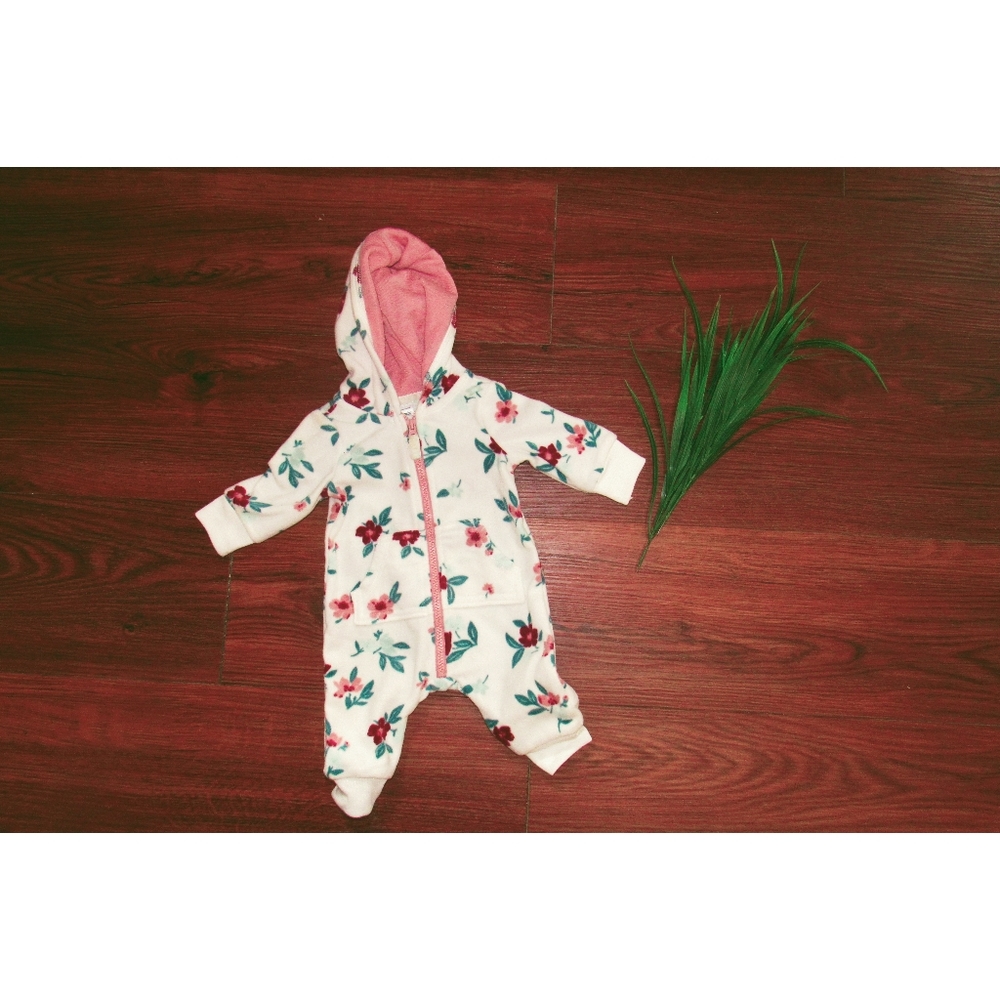 White Floral Newborn Jumpsuit